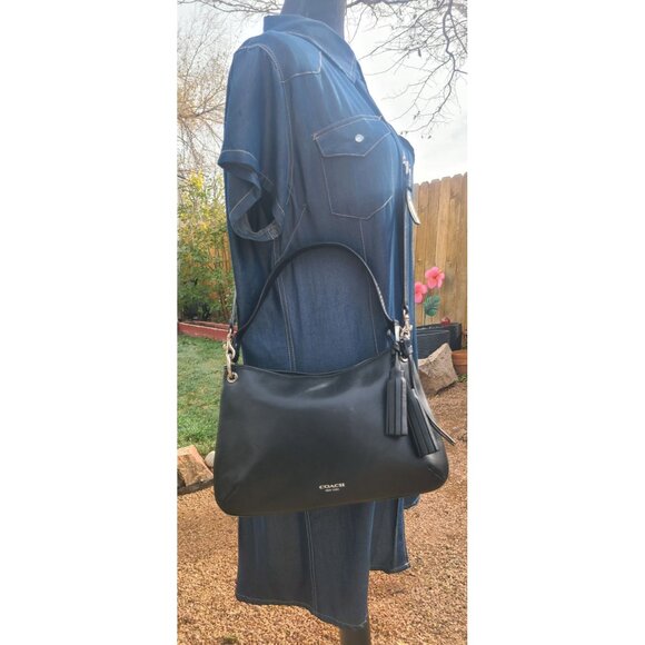 Coach 26601 Black Leather Legacy Double Gusset Shoulder/ Crossbody - Picture 1 of 12